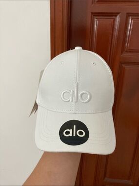 ALO Yoga White Embroidered Logo Cap